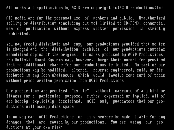 ACiD Productions' Legal Disclaimer by ACiD Staff