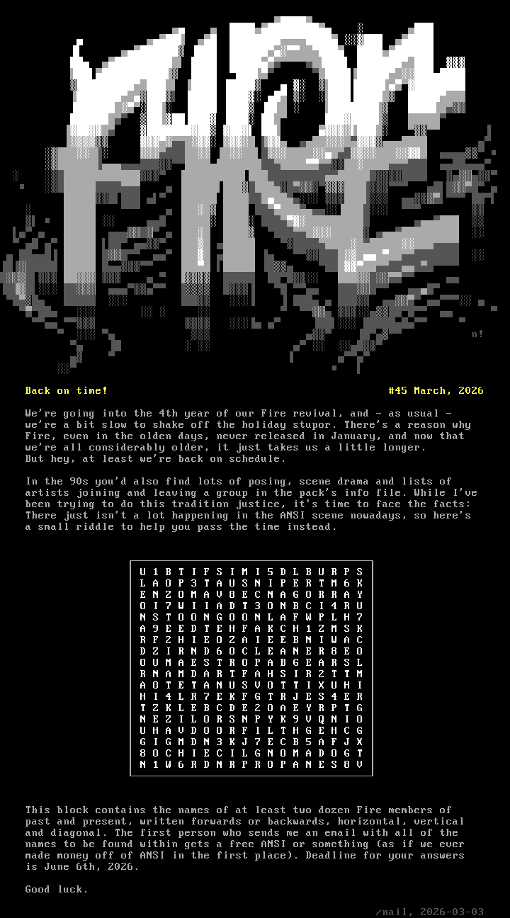 fire #45 info by nail