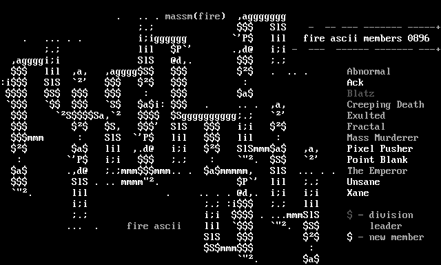 #INFO# Fire ASCII Team MemList by mass murderer/blatz