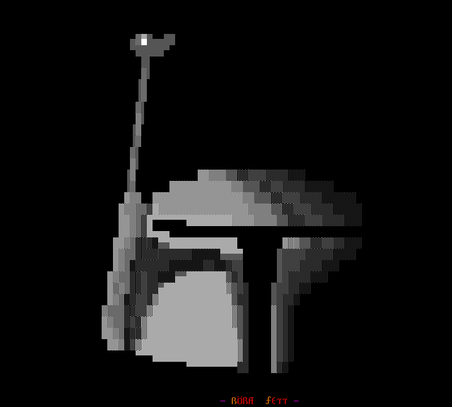 A b/w pic of Fett's helmet by Boba Fett