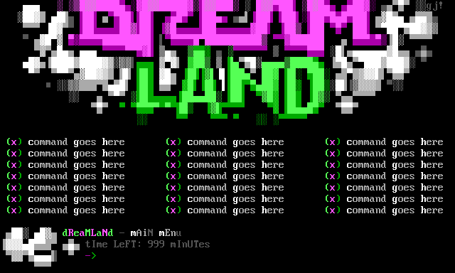 dreamland BBS menu template by grymmjack (gj!)