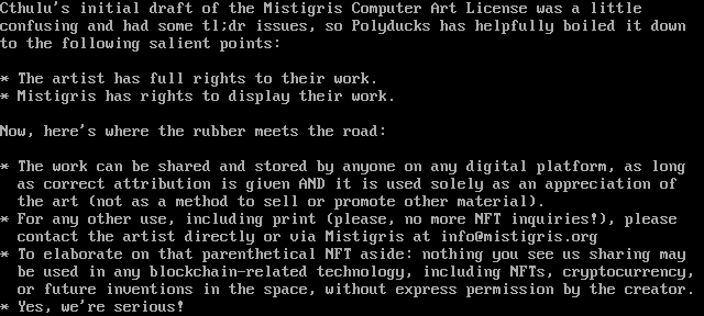 Mistigris Computer Art License by Cthulu and Polyducks