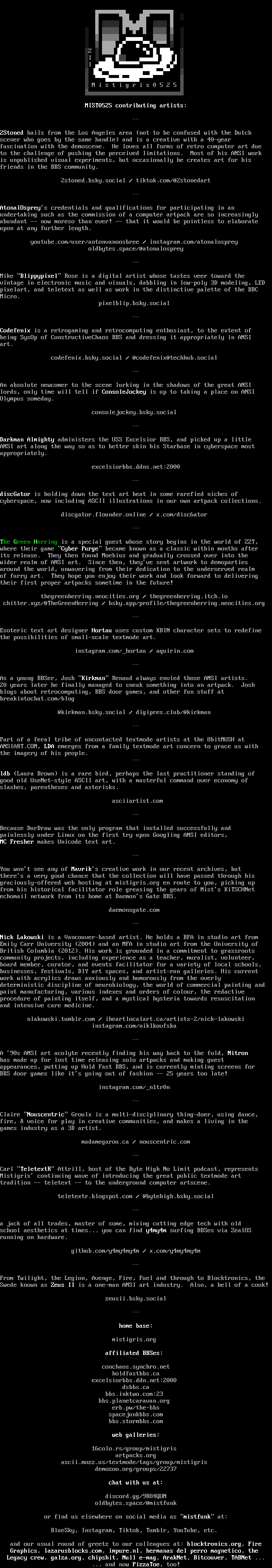 MIST0525 list of contributors by Cthulu / Zeus II