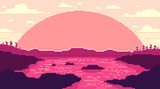 Pink Sunrise by Pixel Art For The He