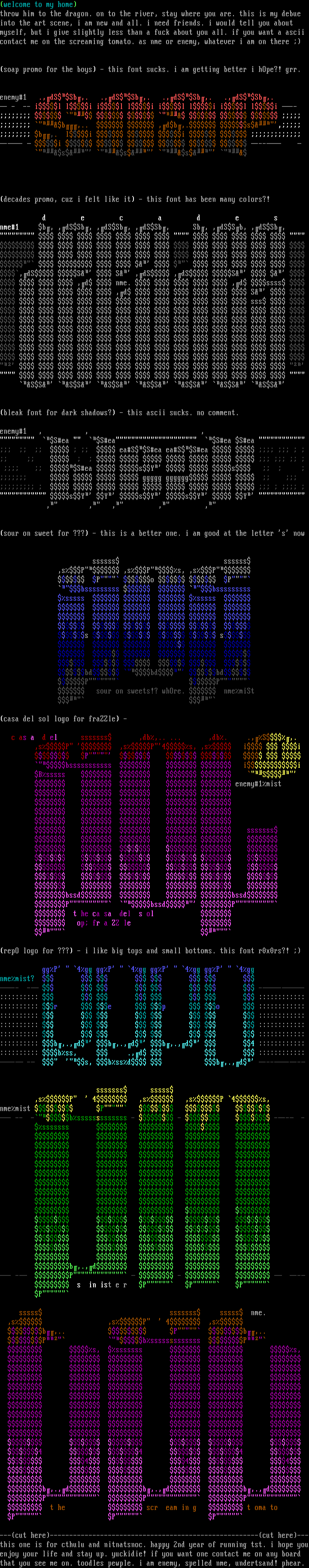 colly of ascii logos by nme