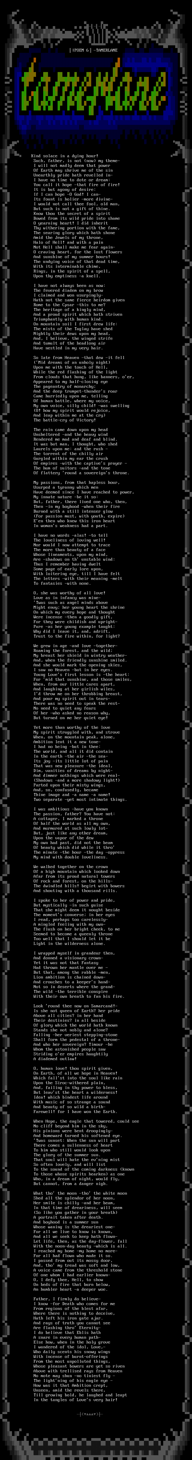 Poem 6 - Tamerlane by Spitoufs