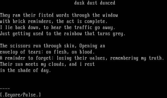 dusk dust dunced by Eeyore